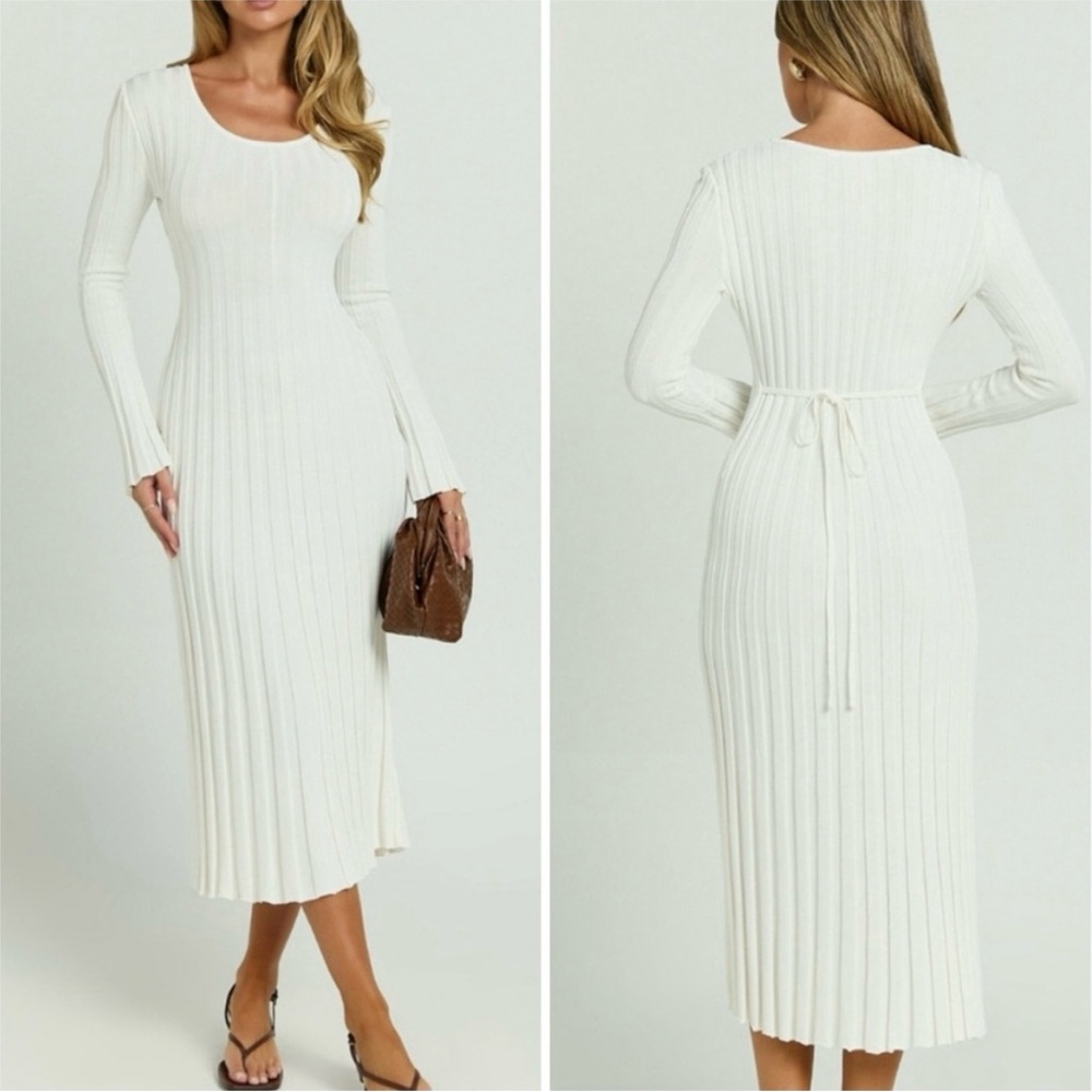 Showpo White Ribbed Knit Dress